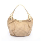 Celine Shoulder Bag Macadam Beige Ivory Canvas Leather