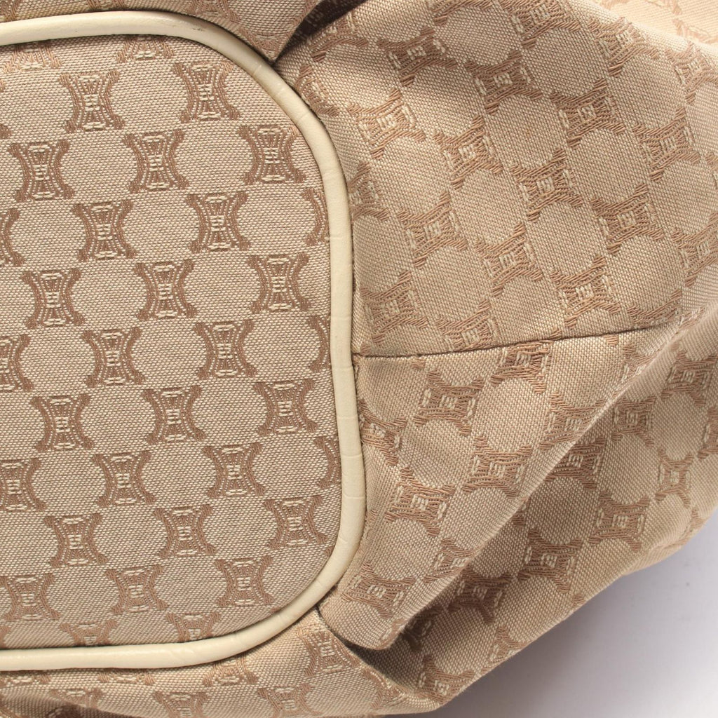 Celine Shoulder Bag Macadam Beige Ivory Canvas Leather — view 7
