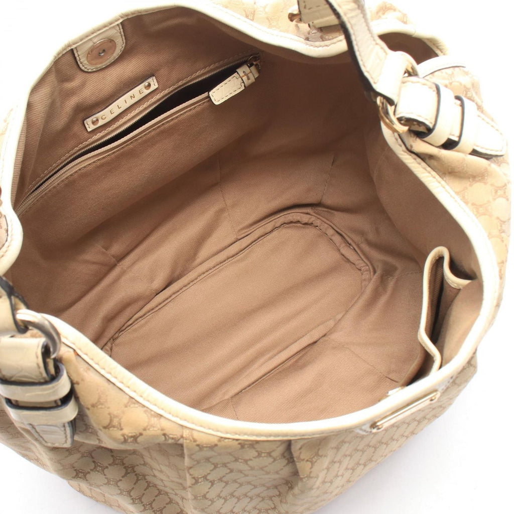 Celine Shoulder Bag Macadam Beige Ivory Canvas Leather — view 3