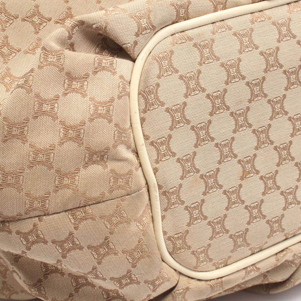 Celine Shoulder Bag Macadam Beige Ivory Canvas Leather — view 5