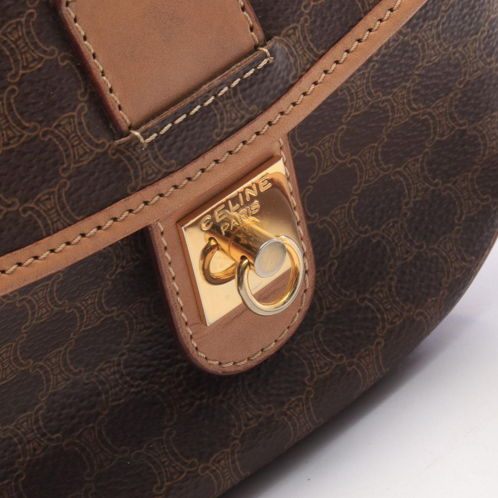 Celine Shoulder Bag Gancini Macadam Brown Leather — view 6