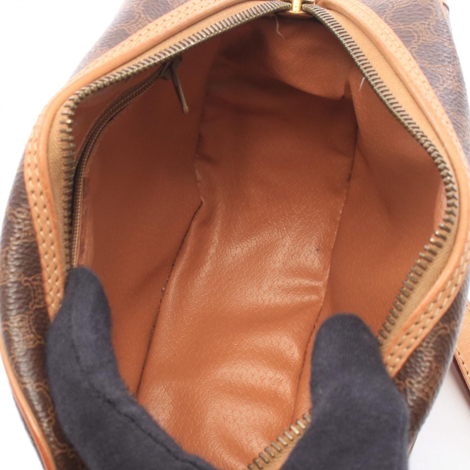 Celine Shoulder Bag Gancini Macadam Brown Leather — view 3