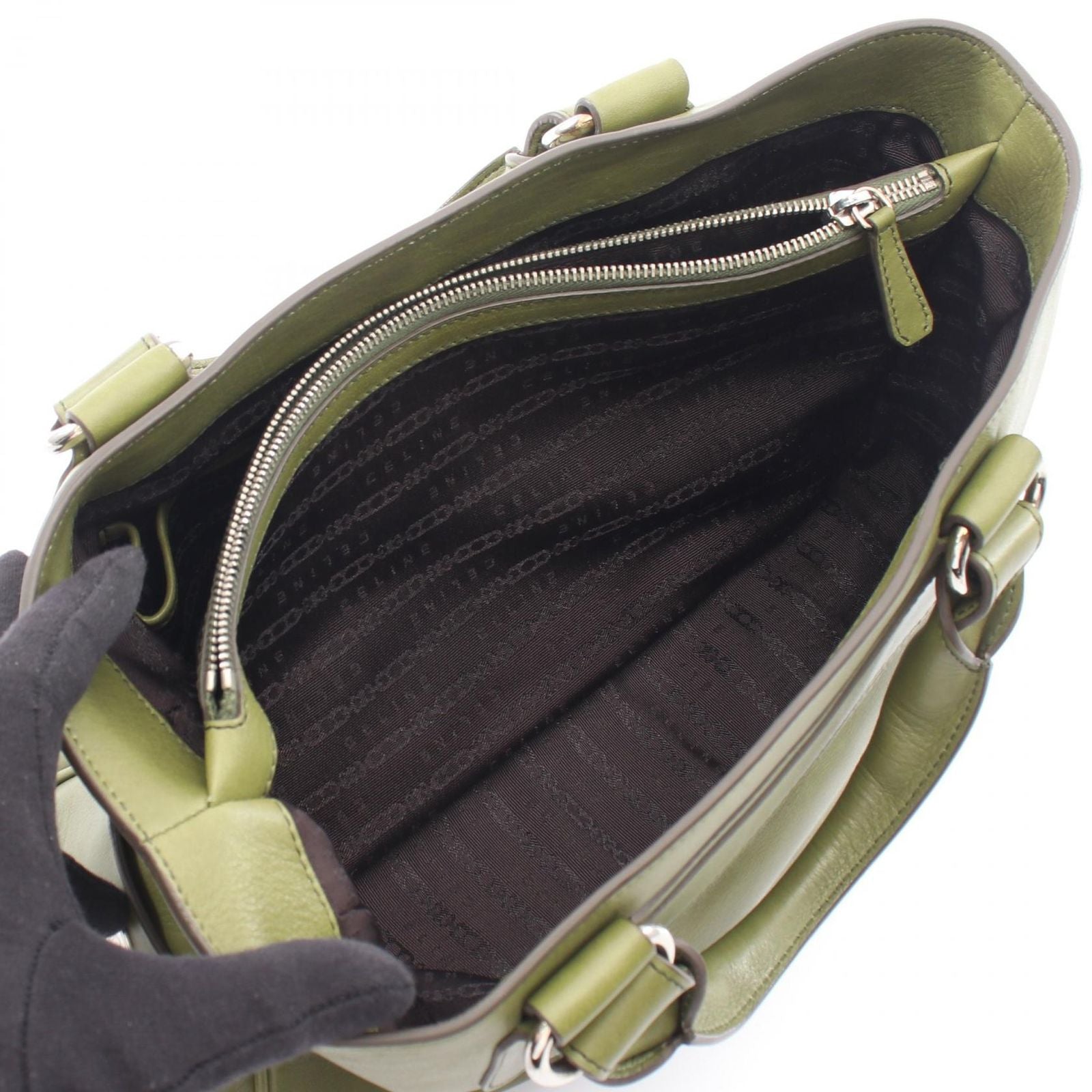 Celine Handbag Boogie Bag Green Leather — view 3
