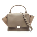 Celine Handbag Trapeze Medium 2-Way Gray Leather