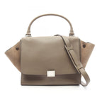Celine Handbag Trapeze Medium 2-Way Gray Leather