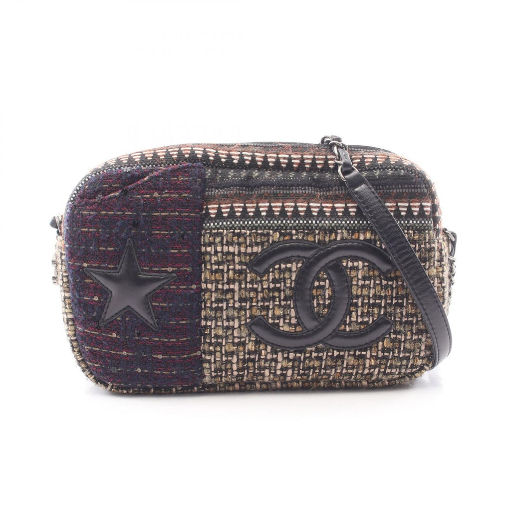 Chanel Shoulder Bag CC Logo Multicolor Fabric Leather Chain