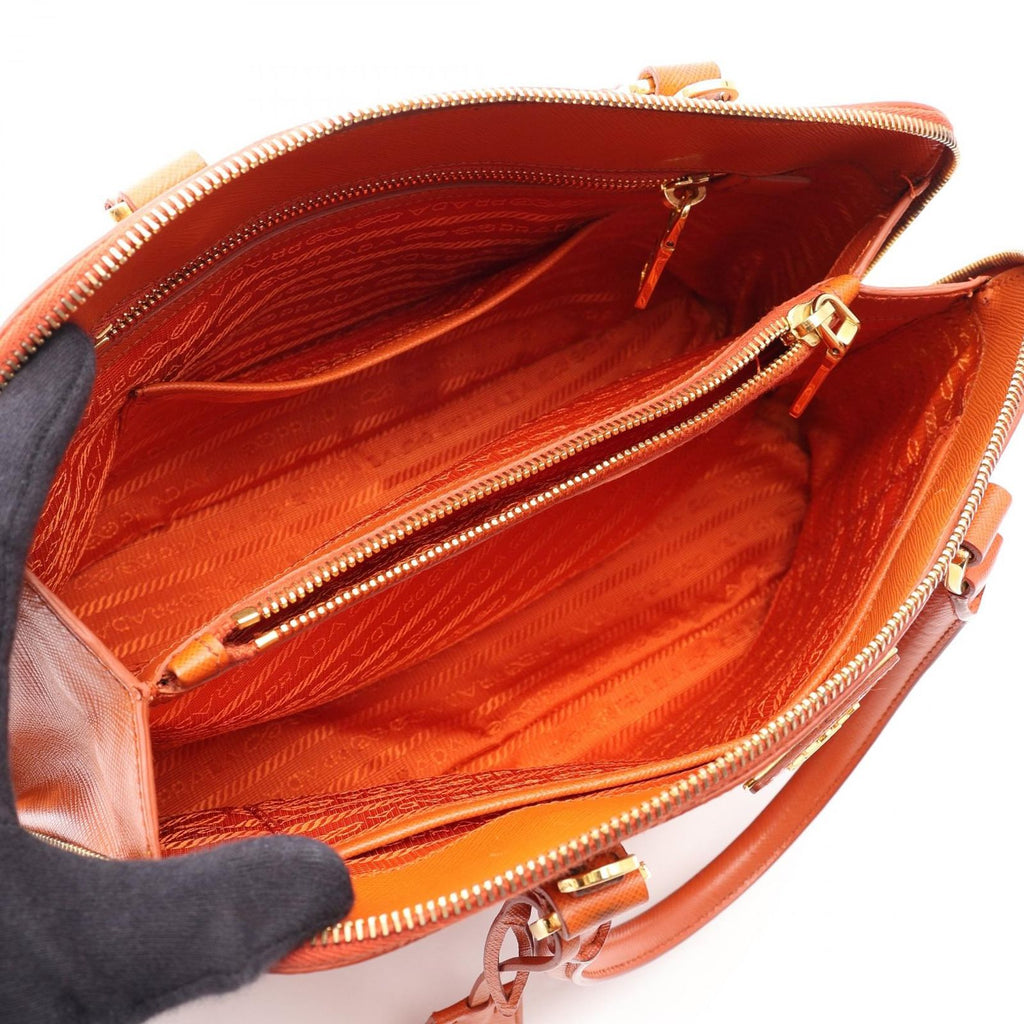 Prada Handbag Saffiano Lux 2-Way Orange Leather Galet Rear Shoulder — view 3