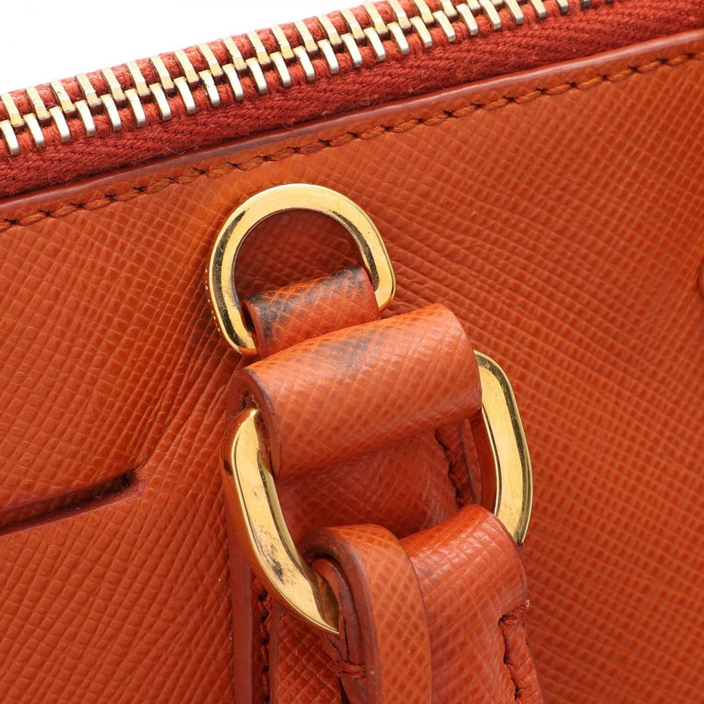 Prada Handbag Saffiano Lux 2-Way Orange Leather Galet Rear Shoulder — view 5