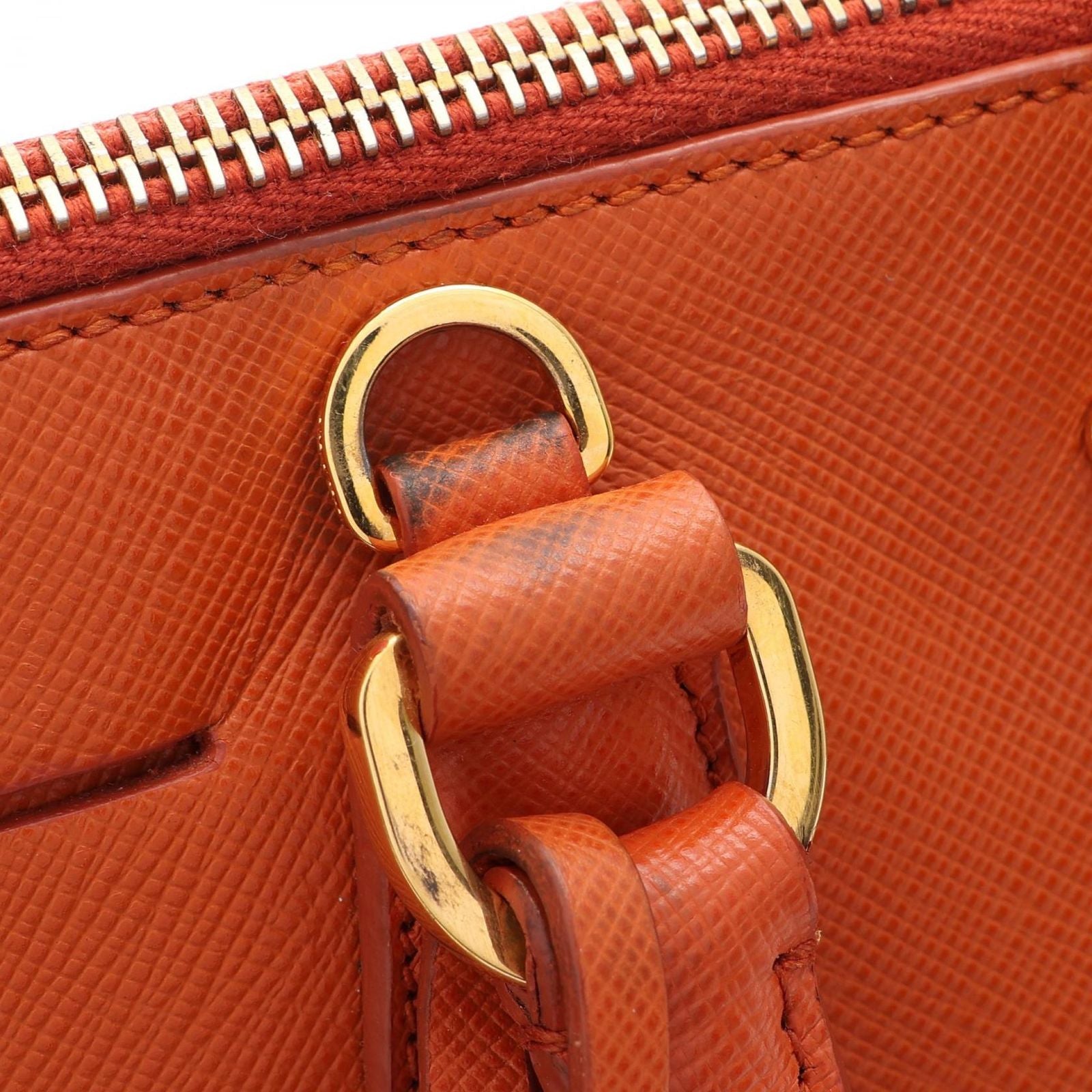 Prada Handbag Saffiano Lux 2-Way Orange Leather Galet Rear Shoulder — view 5
