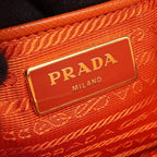 Prada Handbag Saffiano Lux 2-Way Orange Leather Galet Rear Shoulder — view 4
