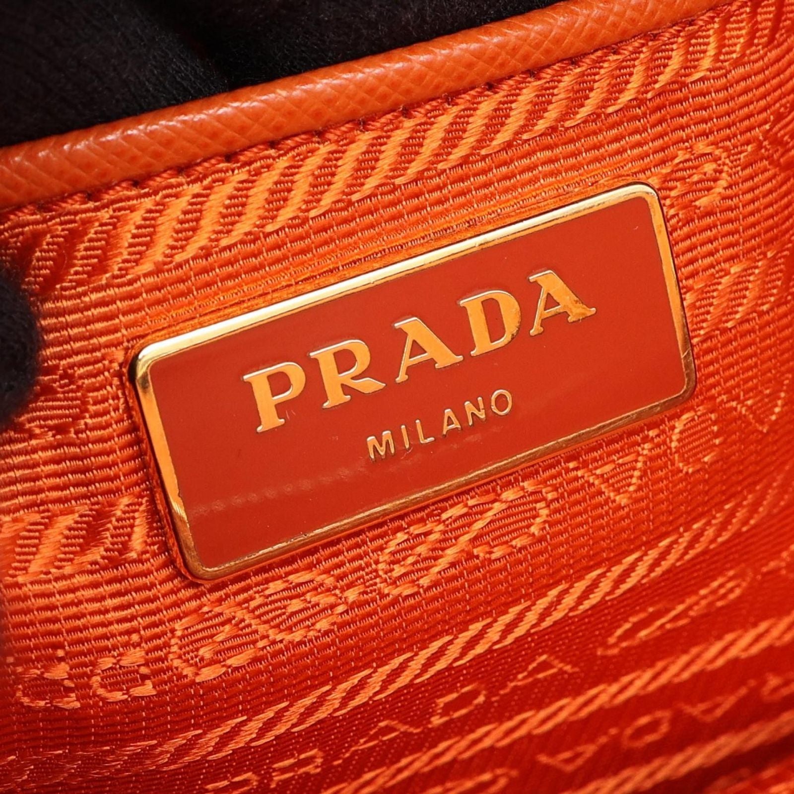 Prada Handbag Saffiano Lux 2-Way Orange Leather Galet Rear Shoulder — view 4