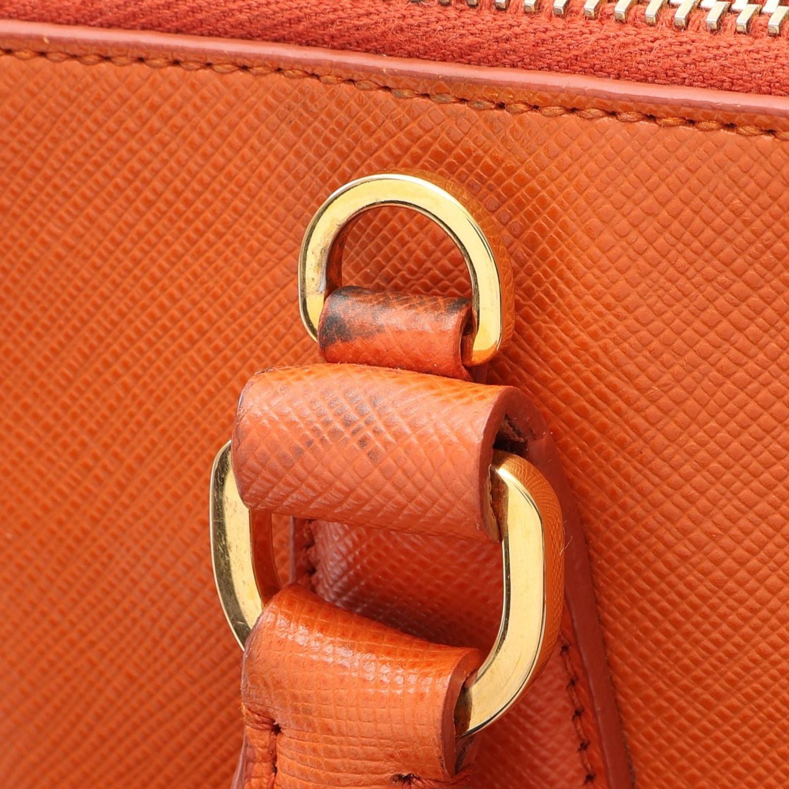 Prada Handbag Saffiano Lux 2-Way Orange Leather Galet Rear Shoulder — view 6