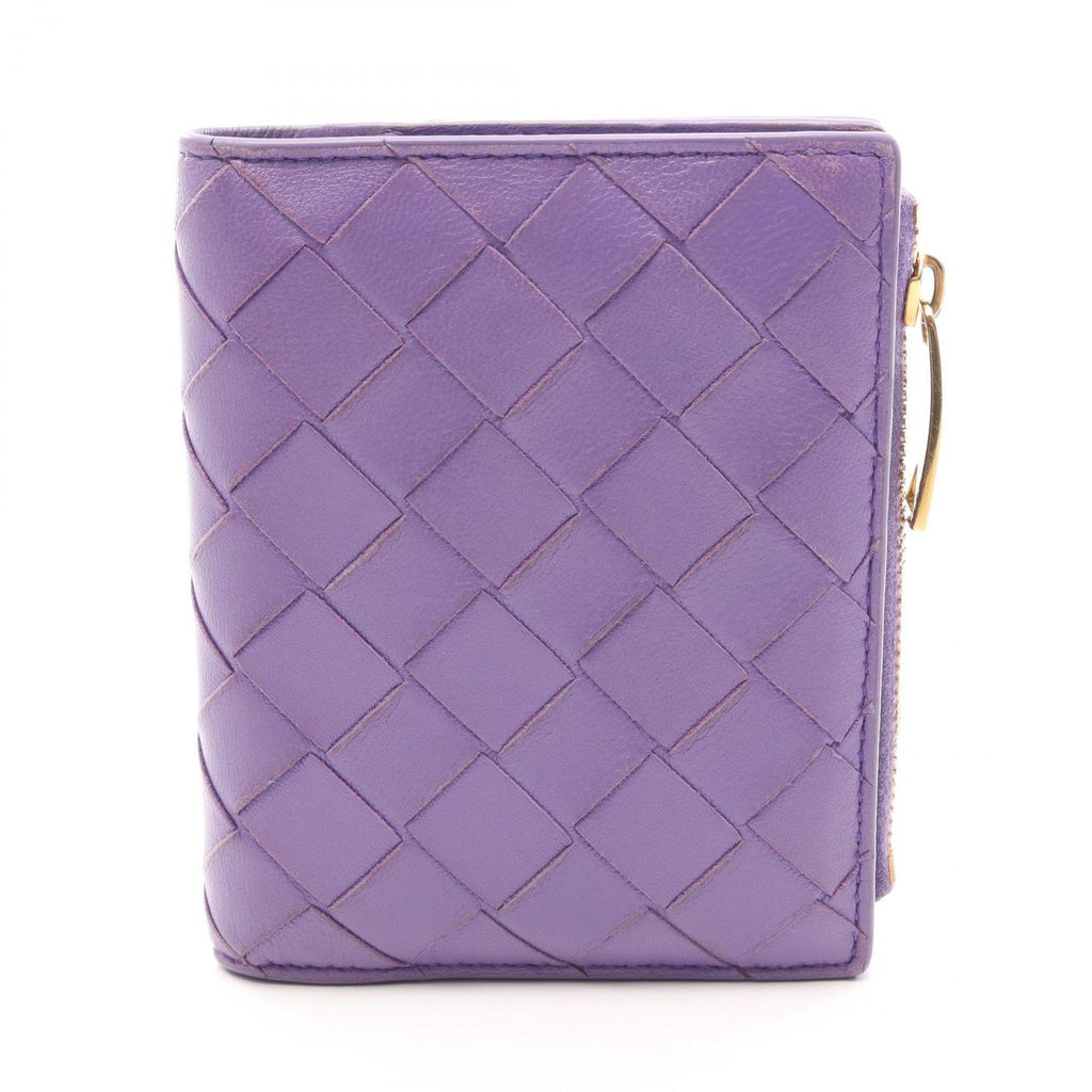 Bottega Veneta Bifold Wallet Intrecciato Purple Leather
