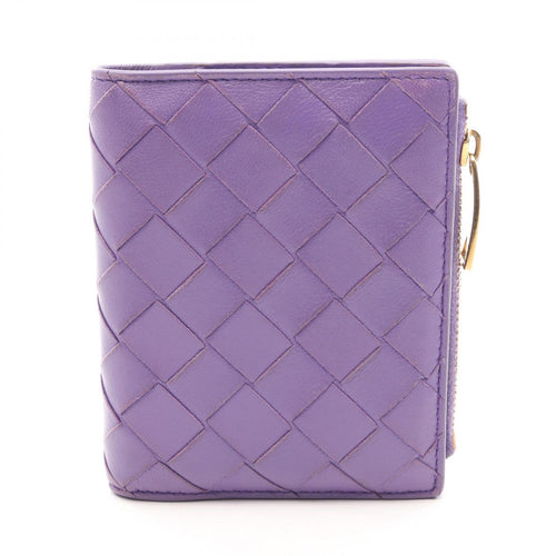 Bottega Veneta Bifold Wallet Intrecciato Purple Leather