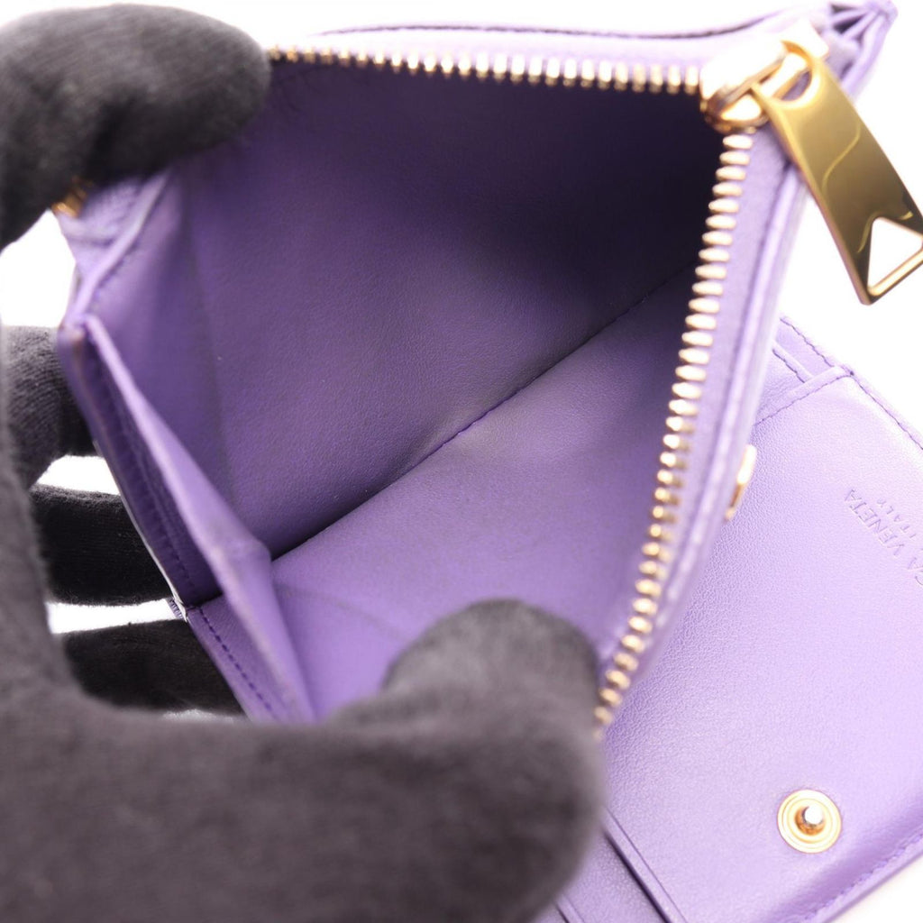Bottega Veneta Bifold Wallet Intrecciato Purple Leather — view 4