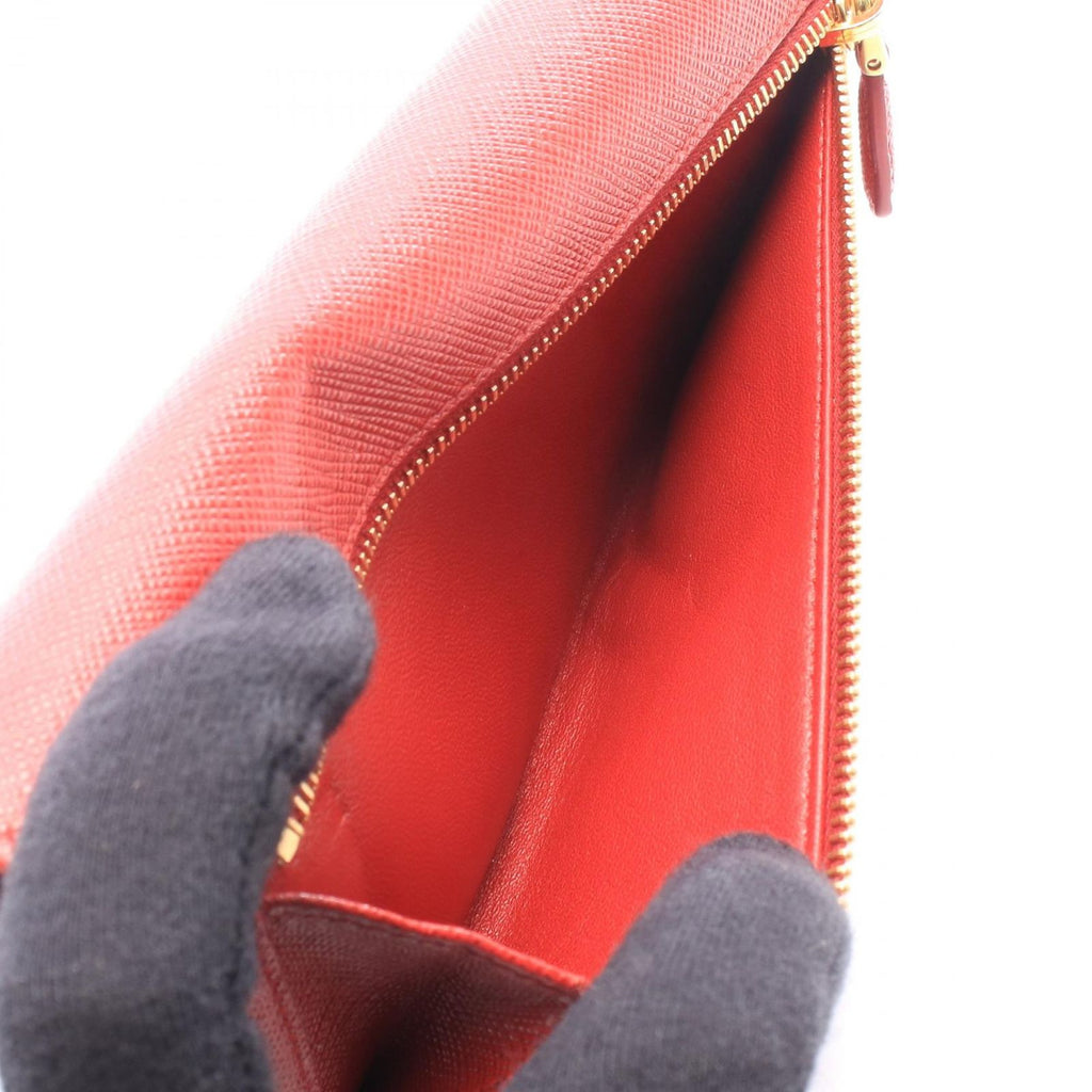 Prada Bifold Wallet Red Saffiano Leather — view 6