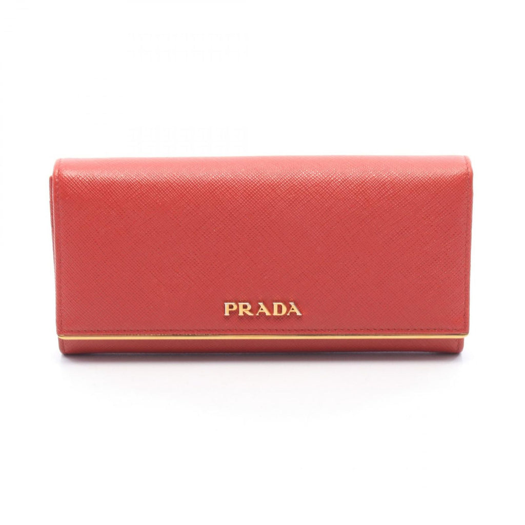 Prada Bifold Wallet Red Saffiano Leather