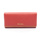 Prada Bifold Wallet Red Saffiano Leather
