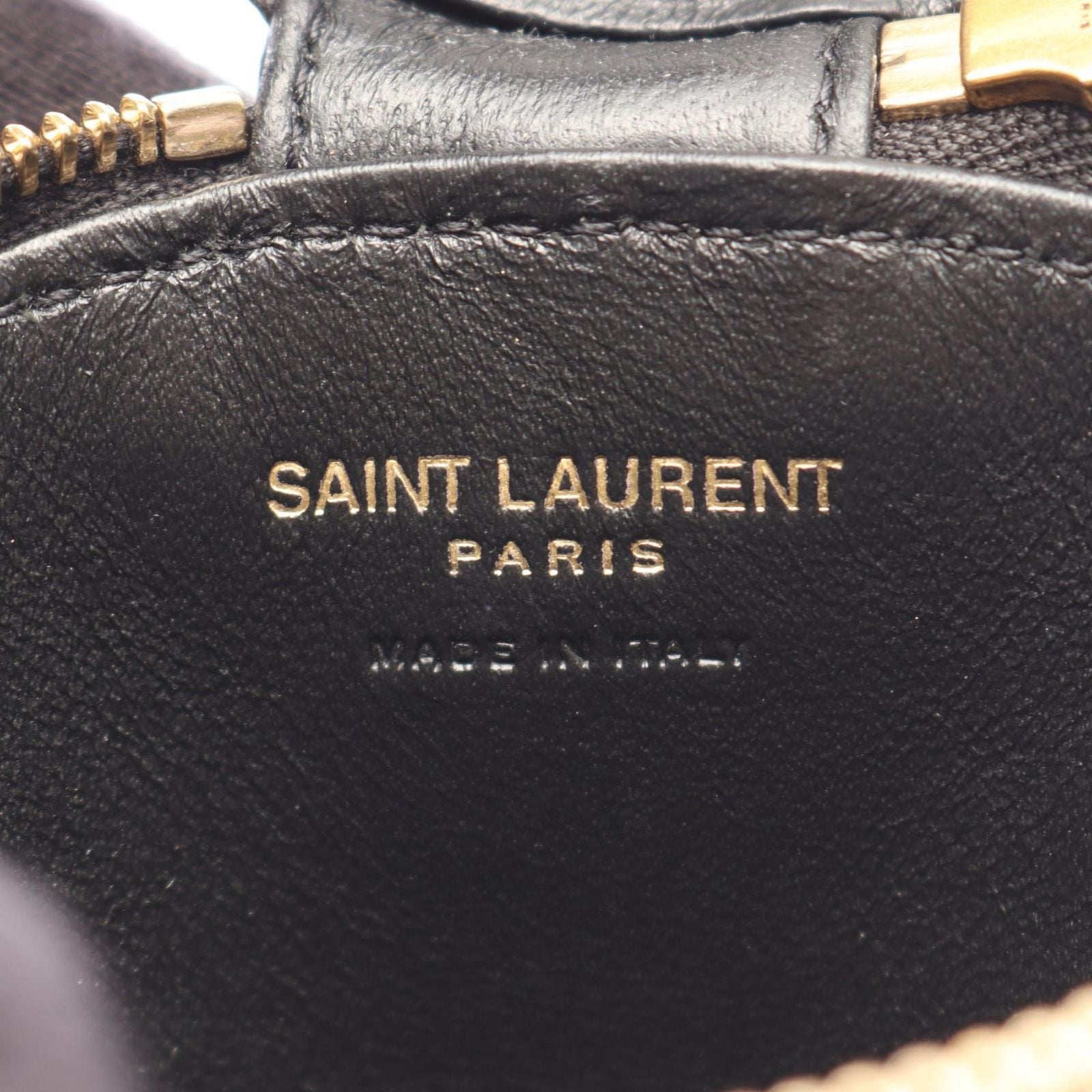 Saint Laurent Paris Charm Micro Cone Pouch Black Leather — view 4