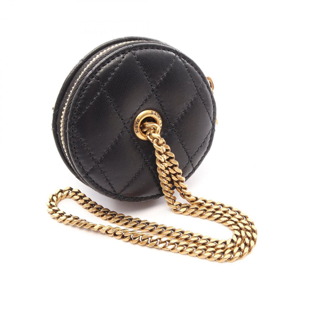 Saint Laurent Paris Charm Micro Cone Pouch Black Leather — view 6