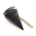 Saint Laurent Paris Charm Micro Cone Pouch Black Leather — view 2