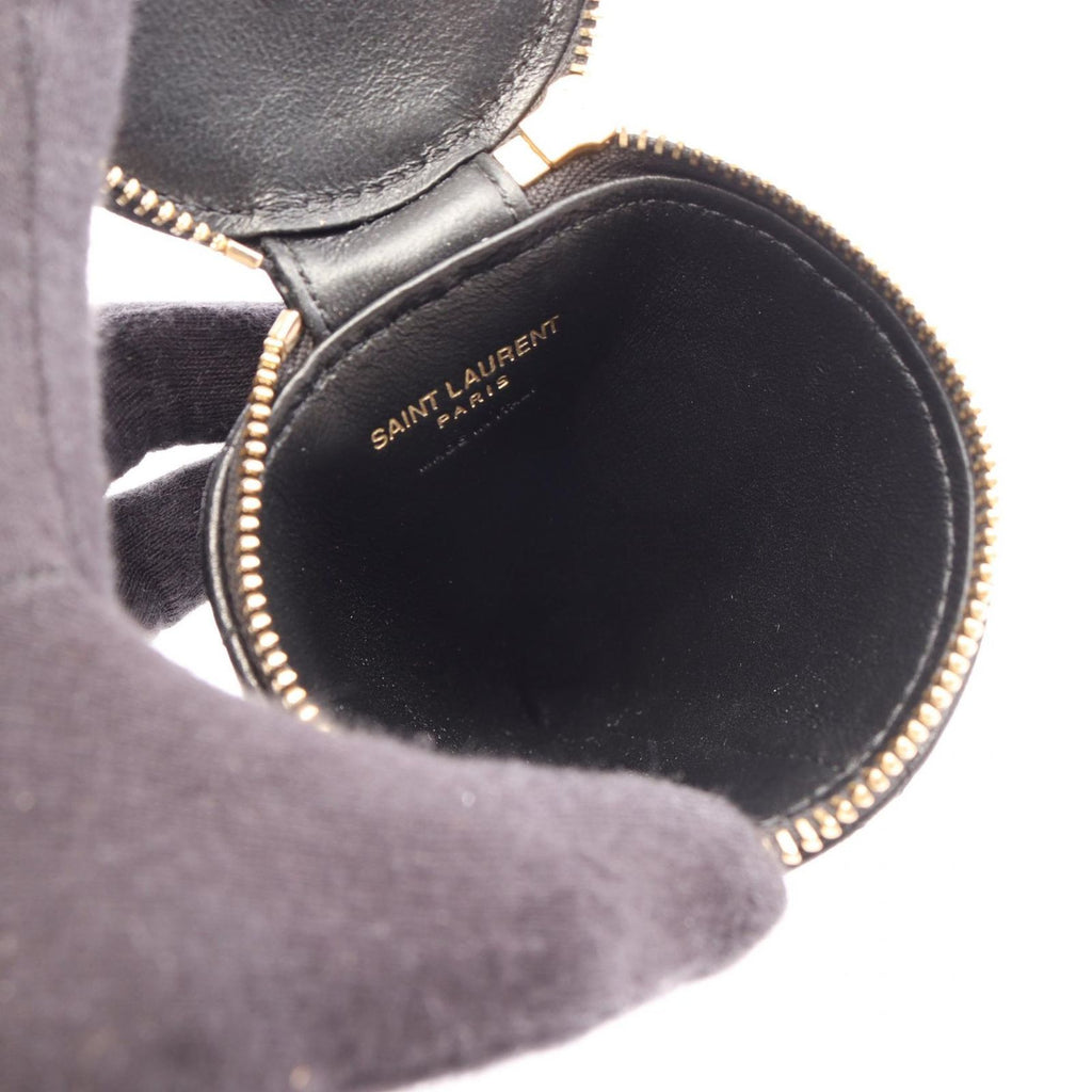 Saint Laurent Paris Charm Micro Cone Pouch Black Leather — view 3