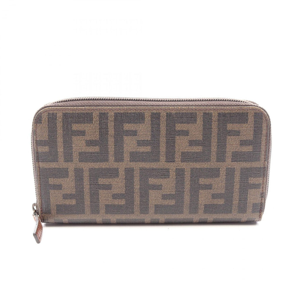Fendi Round Wallet Zucca Brown Leather