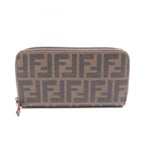 Fendi Round Wallet Zucca Brown Leather