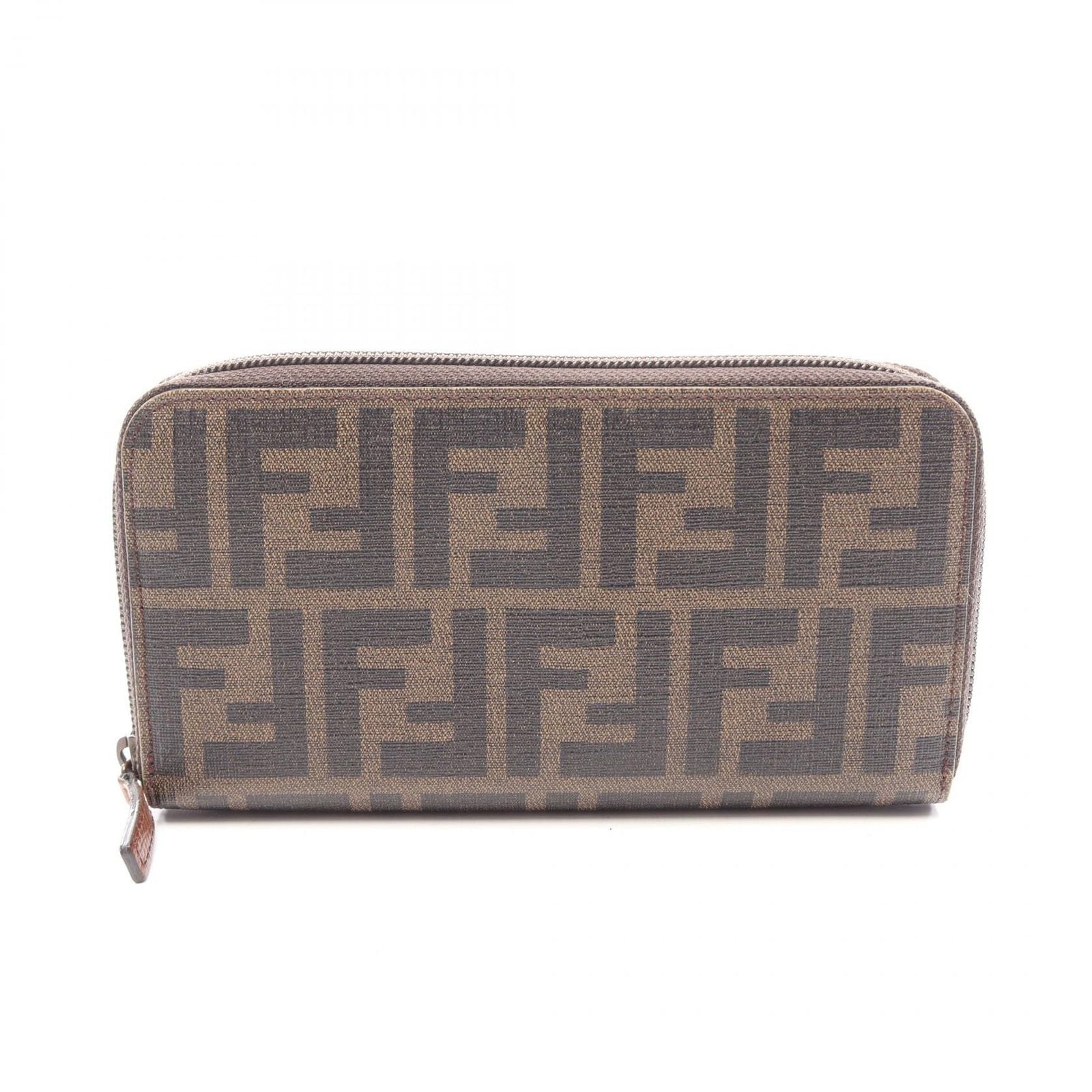 Fendi Round Wallet Zucca Brown Leather