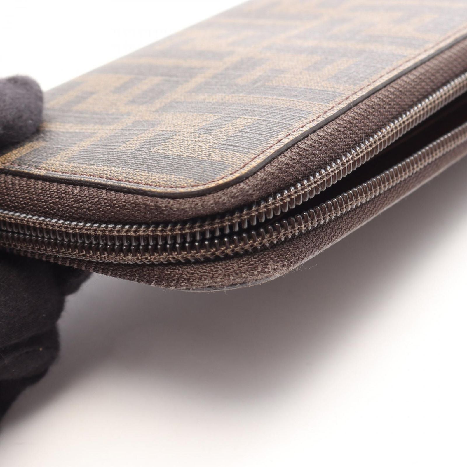 Fendi Round Wallet Zucca Brown Leather — view 7