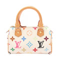 Louis Vuitton Handbag Mini Speedy Monogram Multicolor Blanc Leather