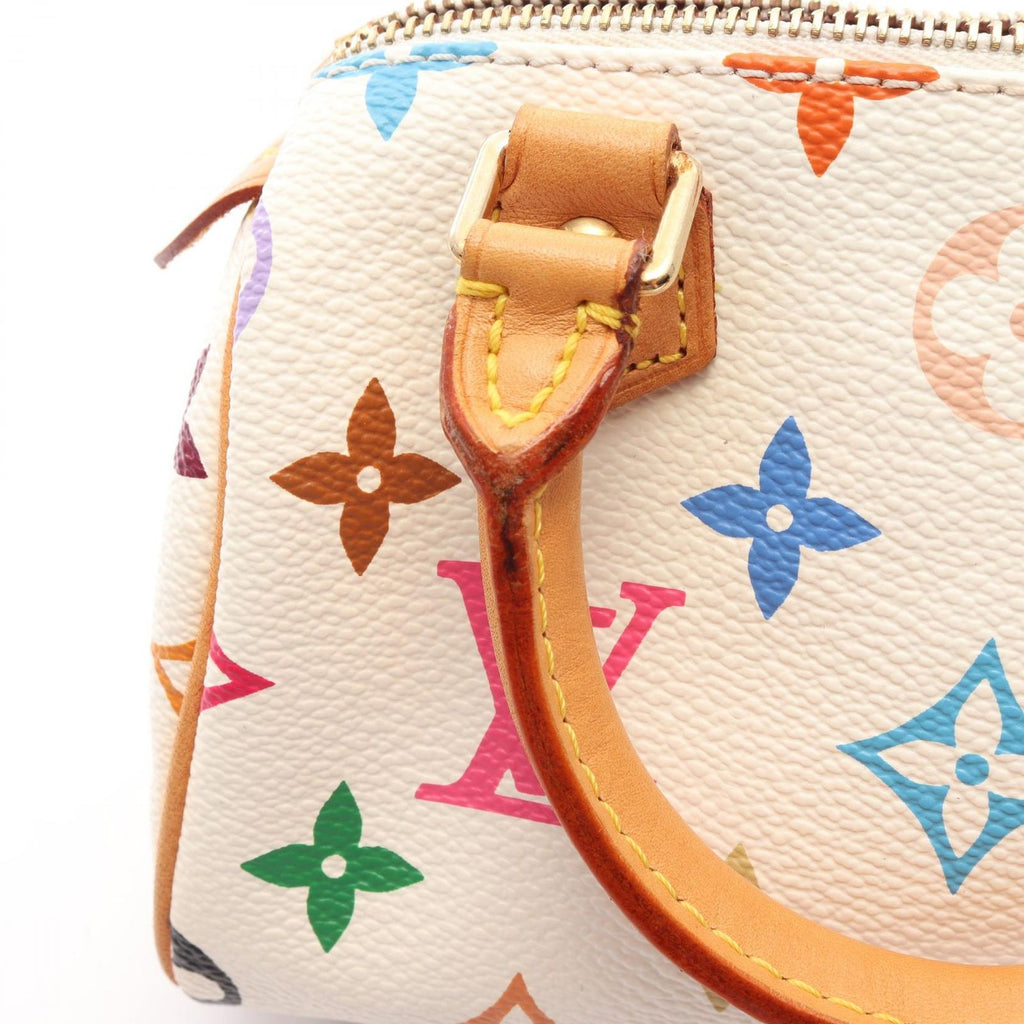 Louis Vuitton Handbag Mini Speedy Monogram Multicolor Blanc Leather — view 6