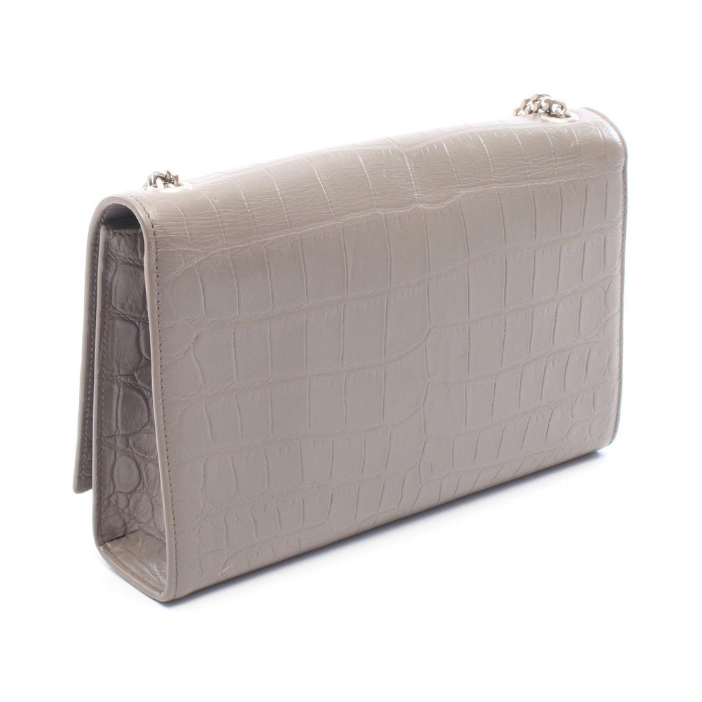 Saint Laurent Paris Shoulder Bag Kate Monogram Croco Embossed Gray Leather — view 2