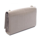 Saint Laurent Paris Shoulder Bag Kate Monogram Croco Embossed Gray Leather — view 2