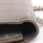 Saint Laurent Paris Shoulder Bag Kate Monogram Croco Embossed Gray Leather — view 8