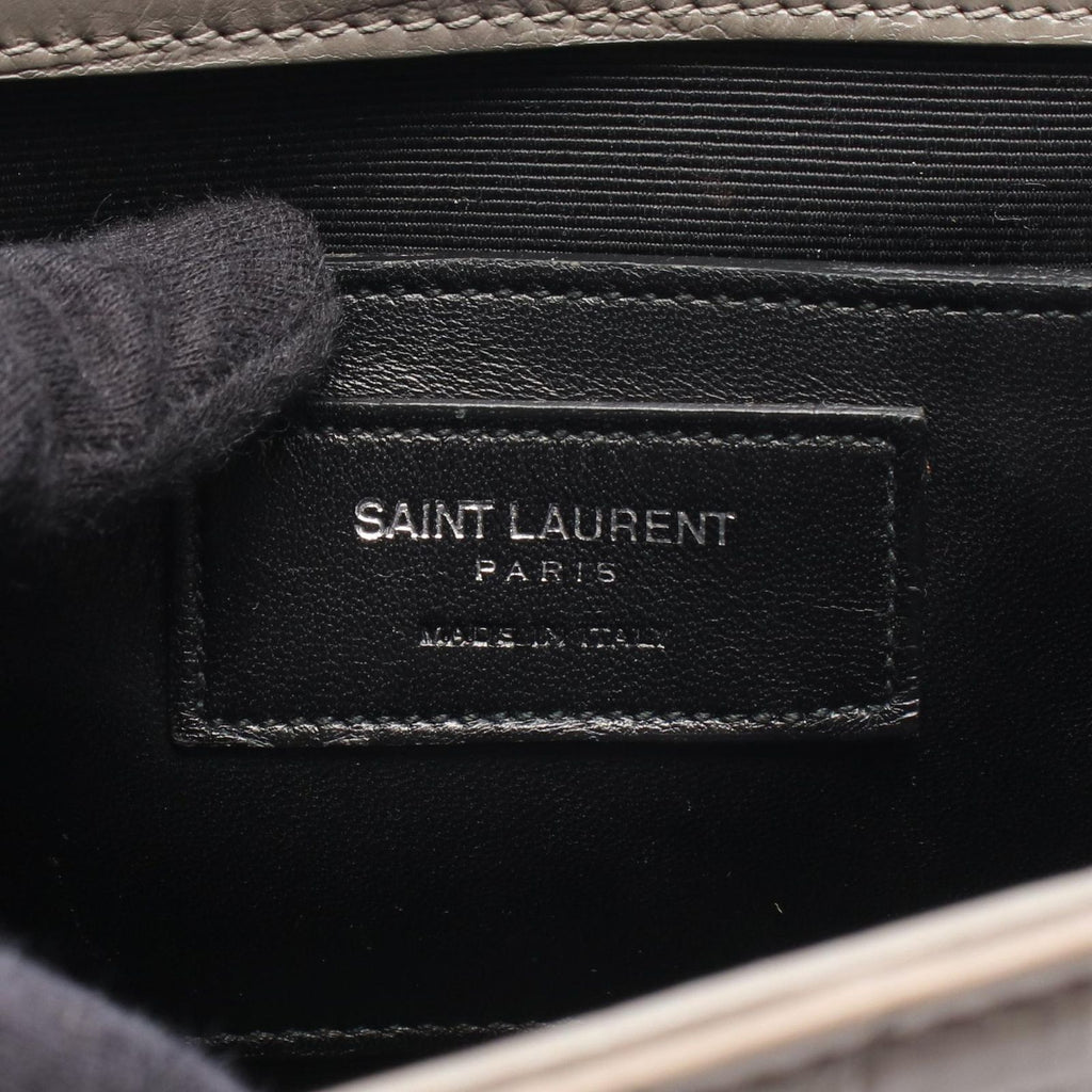 Saint Laurent Paris Shoulder Bag Kate Monogram Croco Embossed Gray Leather — view 4