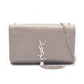 Saint Laurent Paris Shoulder Bag Kate Monogram Croco Embossed Gray Leather