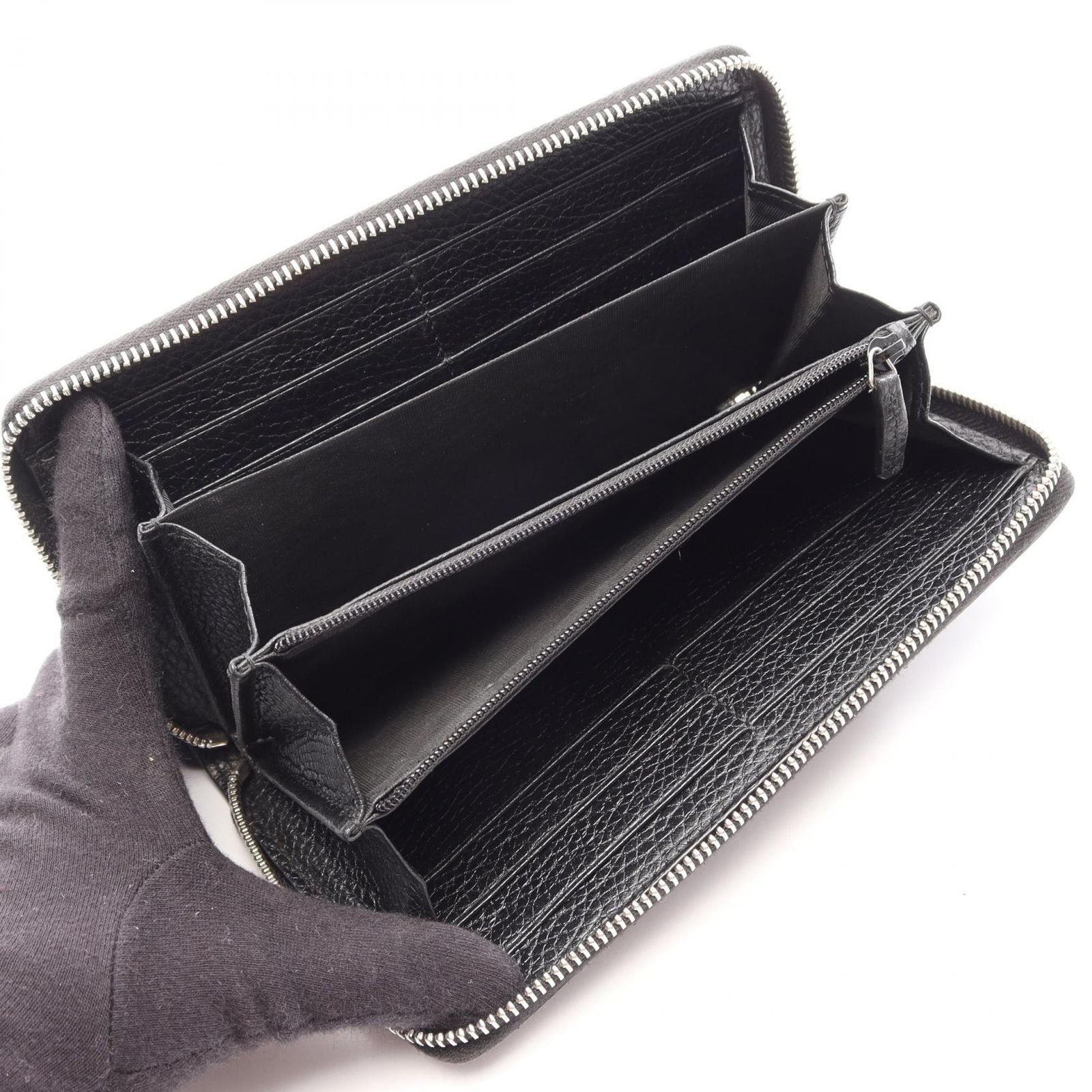 Gucci Round Wallet GG Metal Black Leather — view 3