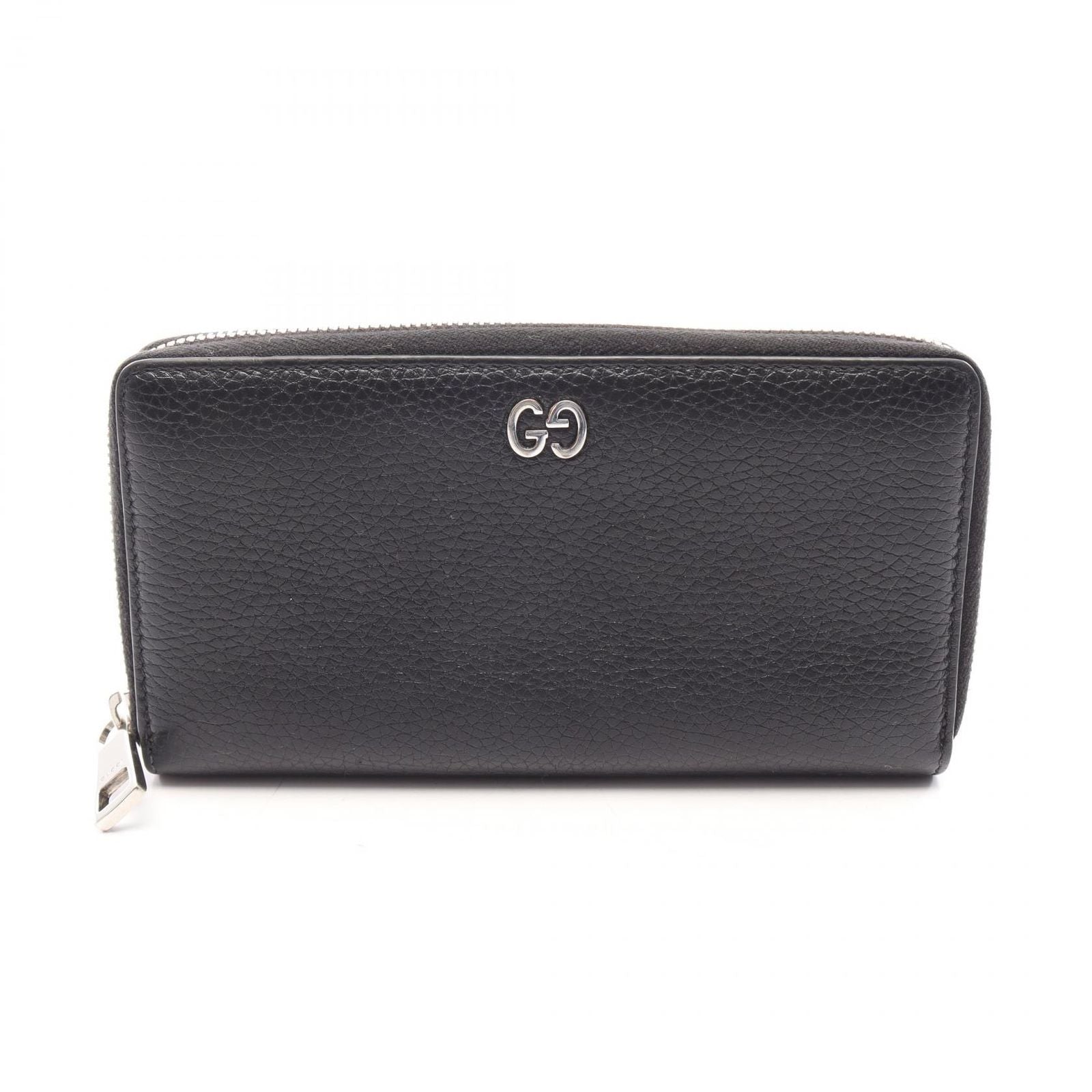 Gucci Round Wallet GG Metal Black Leather