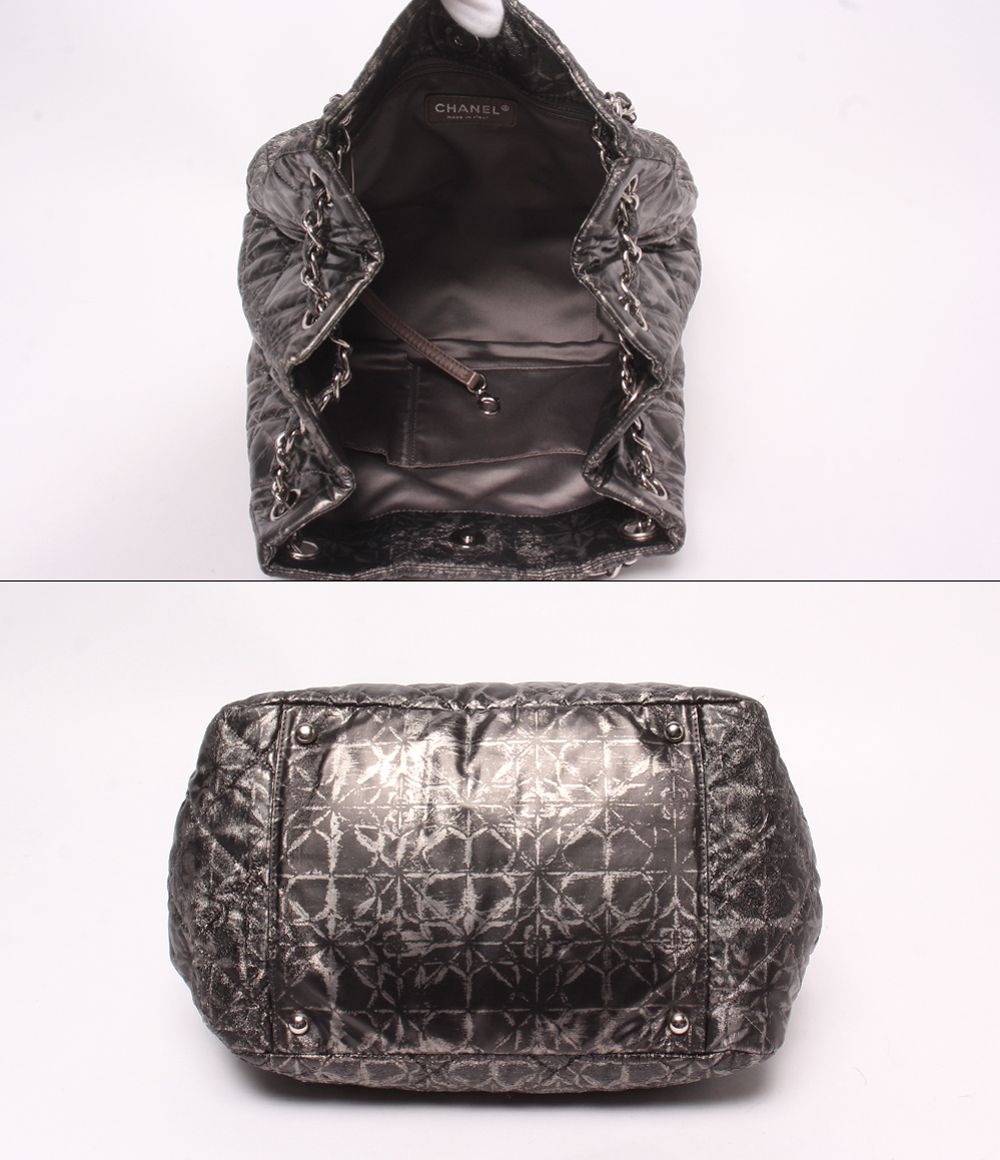 Chanel Chain Tote Shoulder Bag Silver — view 3