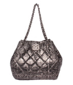 Chanel Chain Tote Shoulder Bag Silver