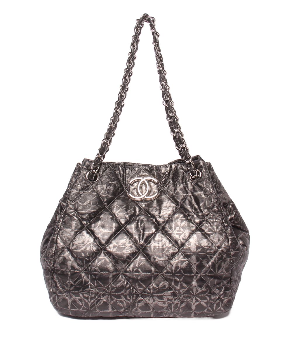 Chanel Chain Tote Shoulder Bag Silver