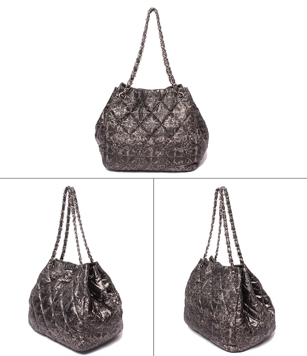 Chanel Chain Tote Shoulder Bag Silver — view 2