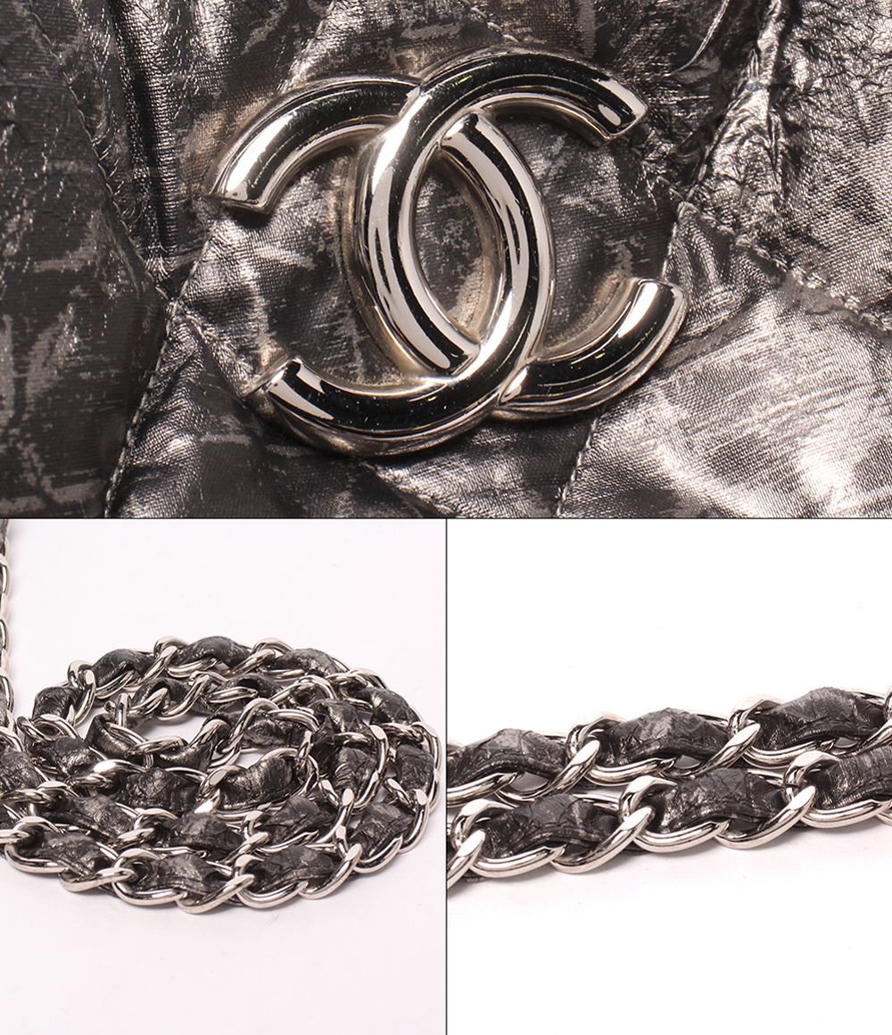 Chanel Chain Tote Shoulder Bag Silver — view 8