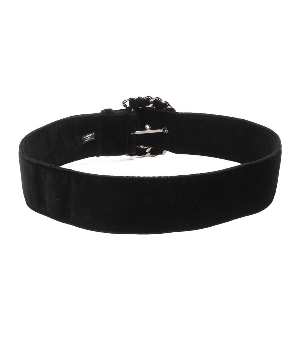 Chanel Belt Chain Buckle Velvet Silver — view 2