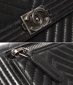 Chanel Bifold Wallet Chevron V-stitch Silver — view 8