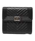 Chanel Bifold Wallet Chevron V-stitch Silver