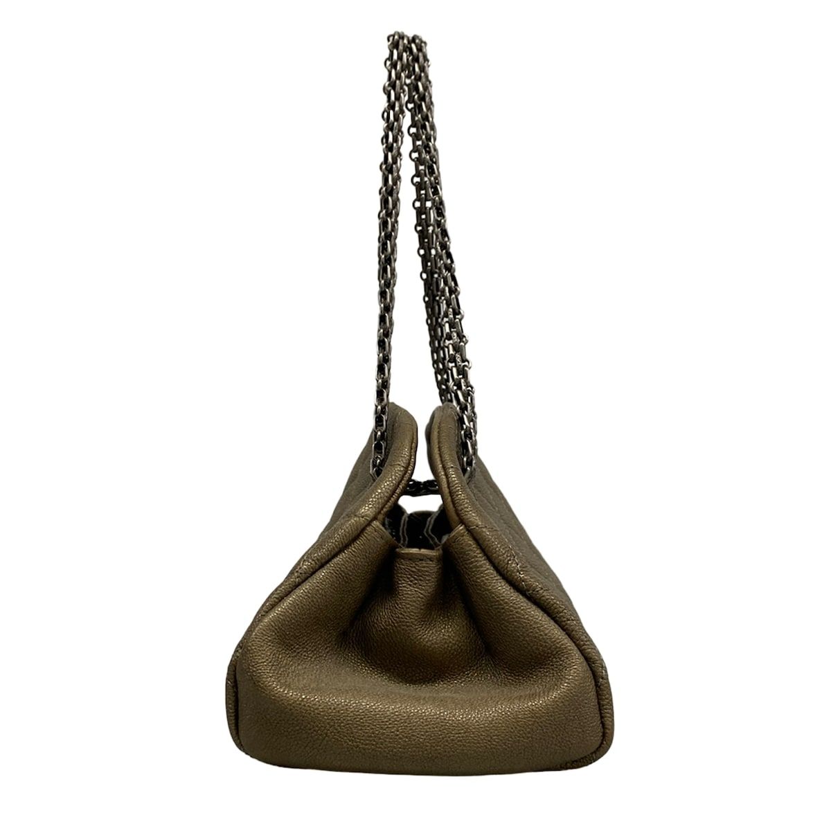 Chanel Shoulder Bag Mademoiselle matelasse Gray Beige Leather — view 4