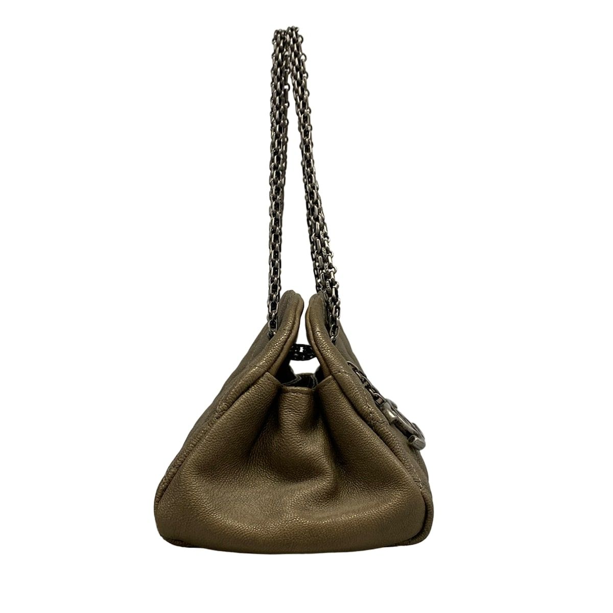 Chanel Shoulder Bag Mademoiselle matelasse Gray Beige Leather — view 2