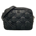 Gucci Shoulder Bag GG Matelasse Black Detachable Strap Leather